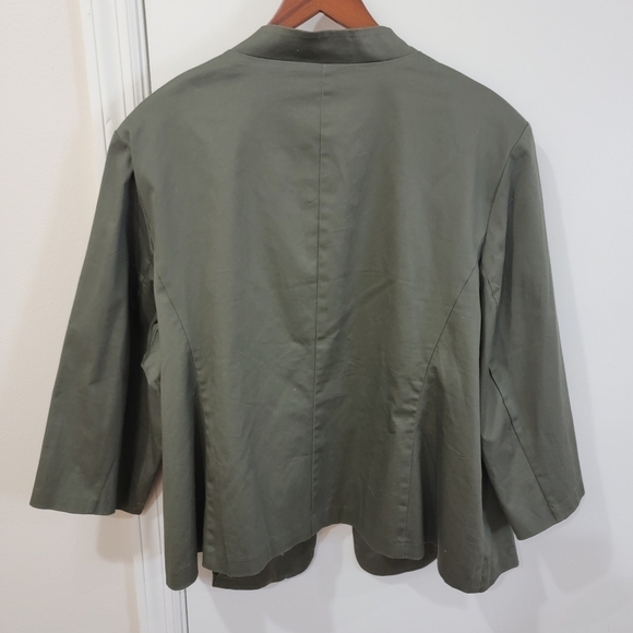 Roz & Ali Green Jacket Blazer Open Front Zipper pockets Size 3X - Picture 2 of 13